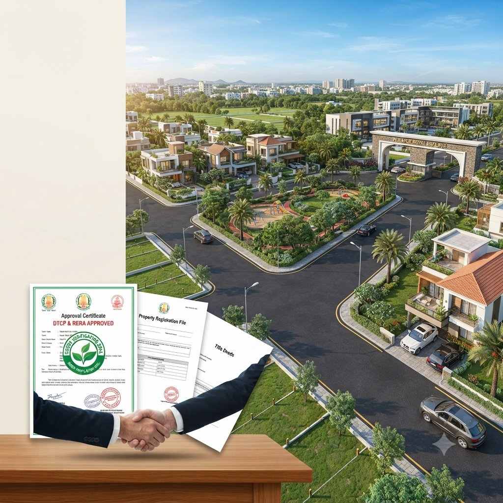 DTCP & RERA approved residential layout with clear documents and modern infrastructure.