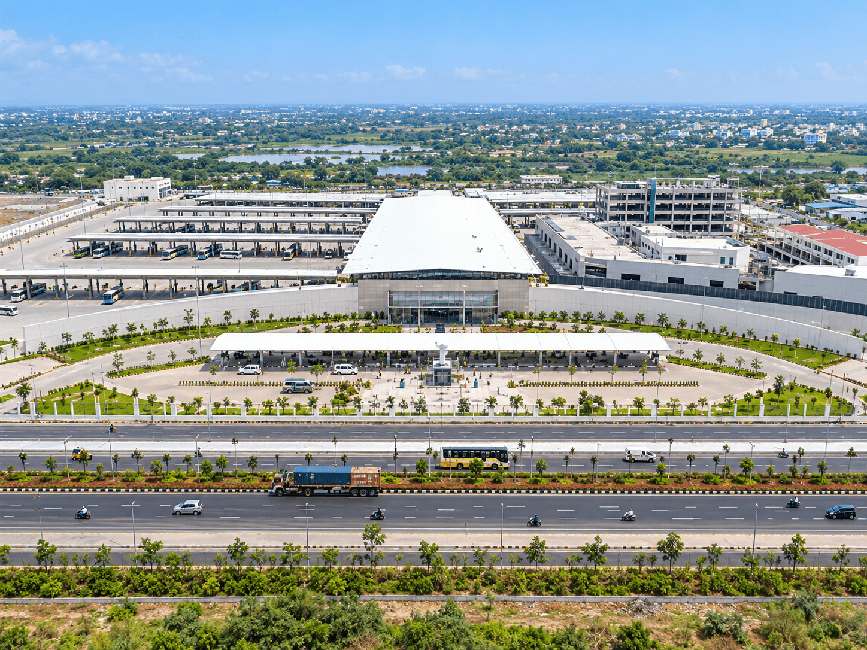 Panjapur Integrated Bus Terminus with Ring Road and Trichy–Madurai Highway access
